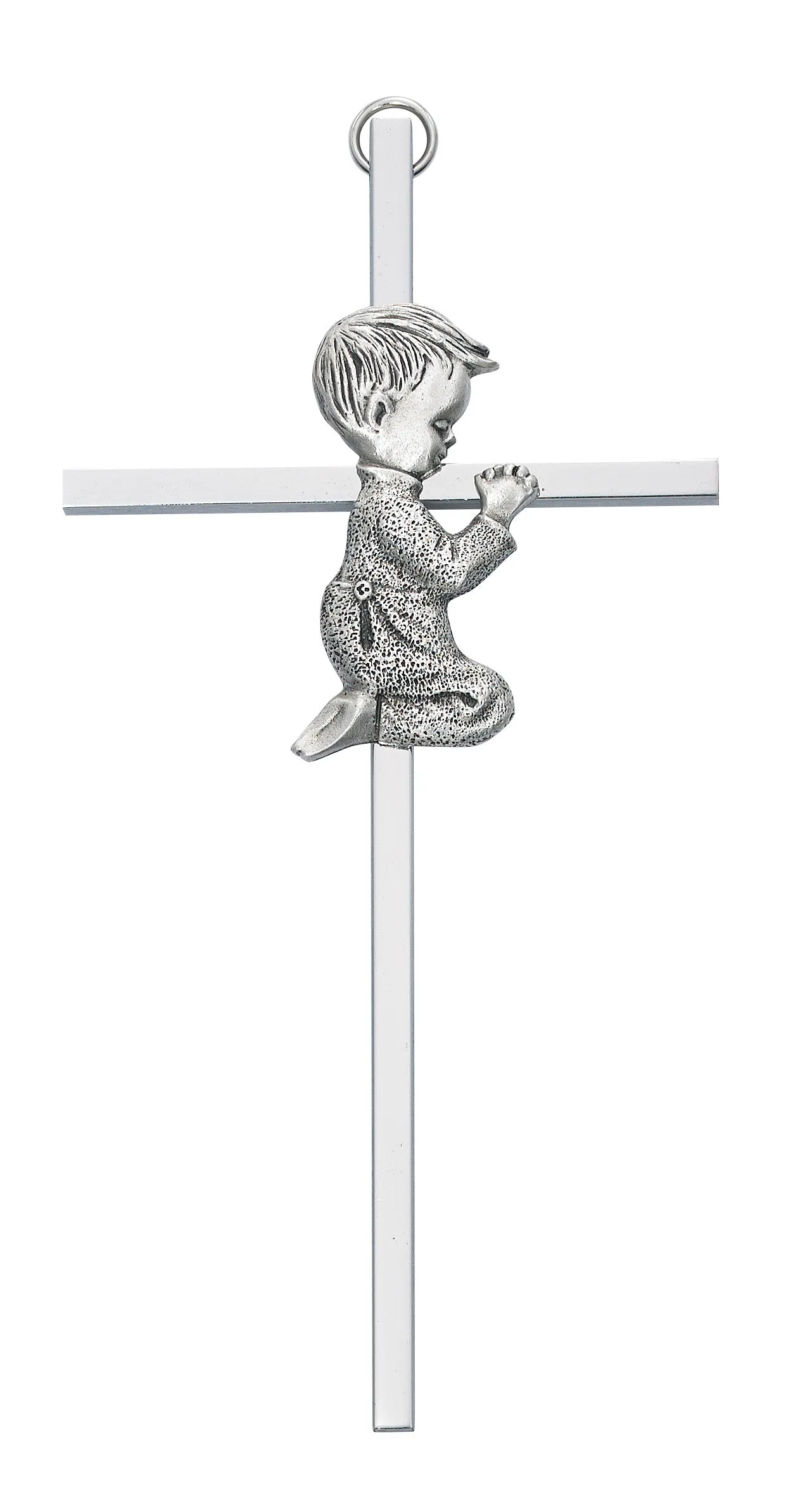 6 in Silver Boy Cross Boxed  - 73-13602