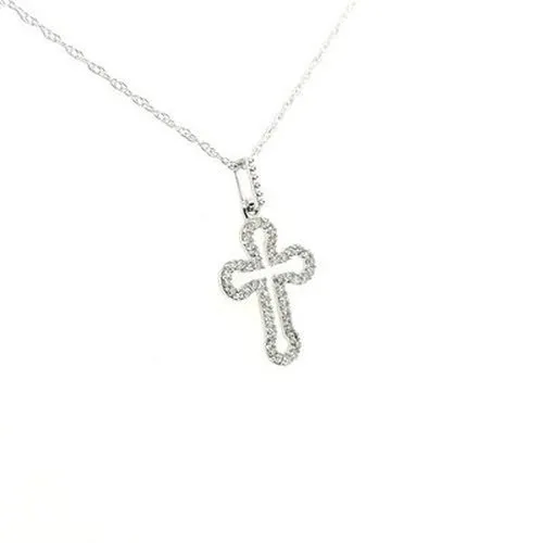 9ct White gold Diamond Cross