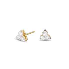 Adina - Diamond Cluster Posts Yellow Gold