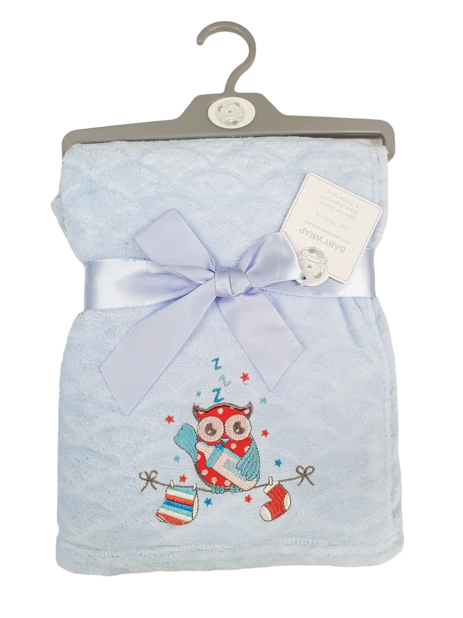 Baby Blanket Fleece Owl Blue