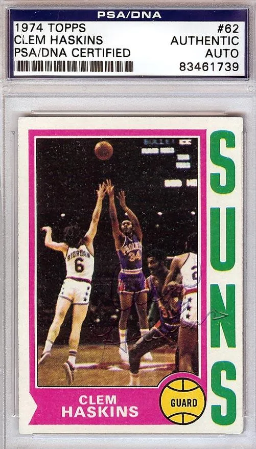 Clem Haskins Autographed 1974 Topps Card #62 Phoenix Suns PSA/DNA #83461739