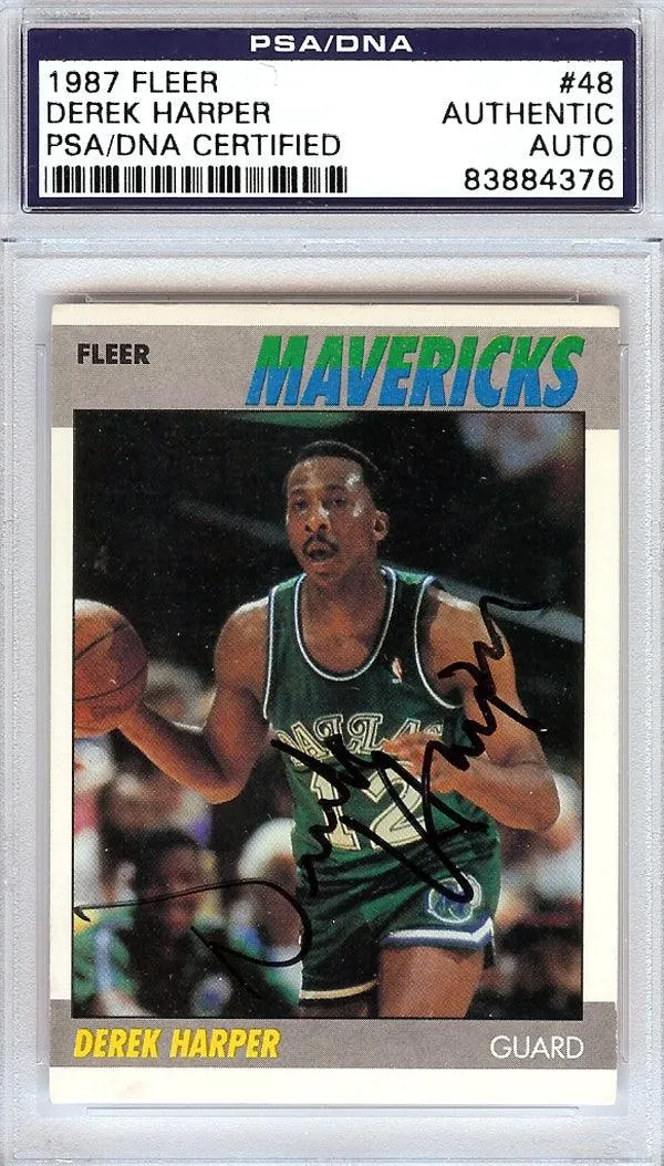 Derek Harper Autographed 1987 Fleer Card #48 Dallas Mavericks PSA/DNA #83884376