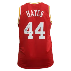 Elvin Hayes Pro Style Autographed Basketball Jersey Red (JSA) "HOF" Inscription Included