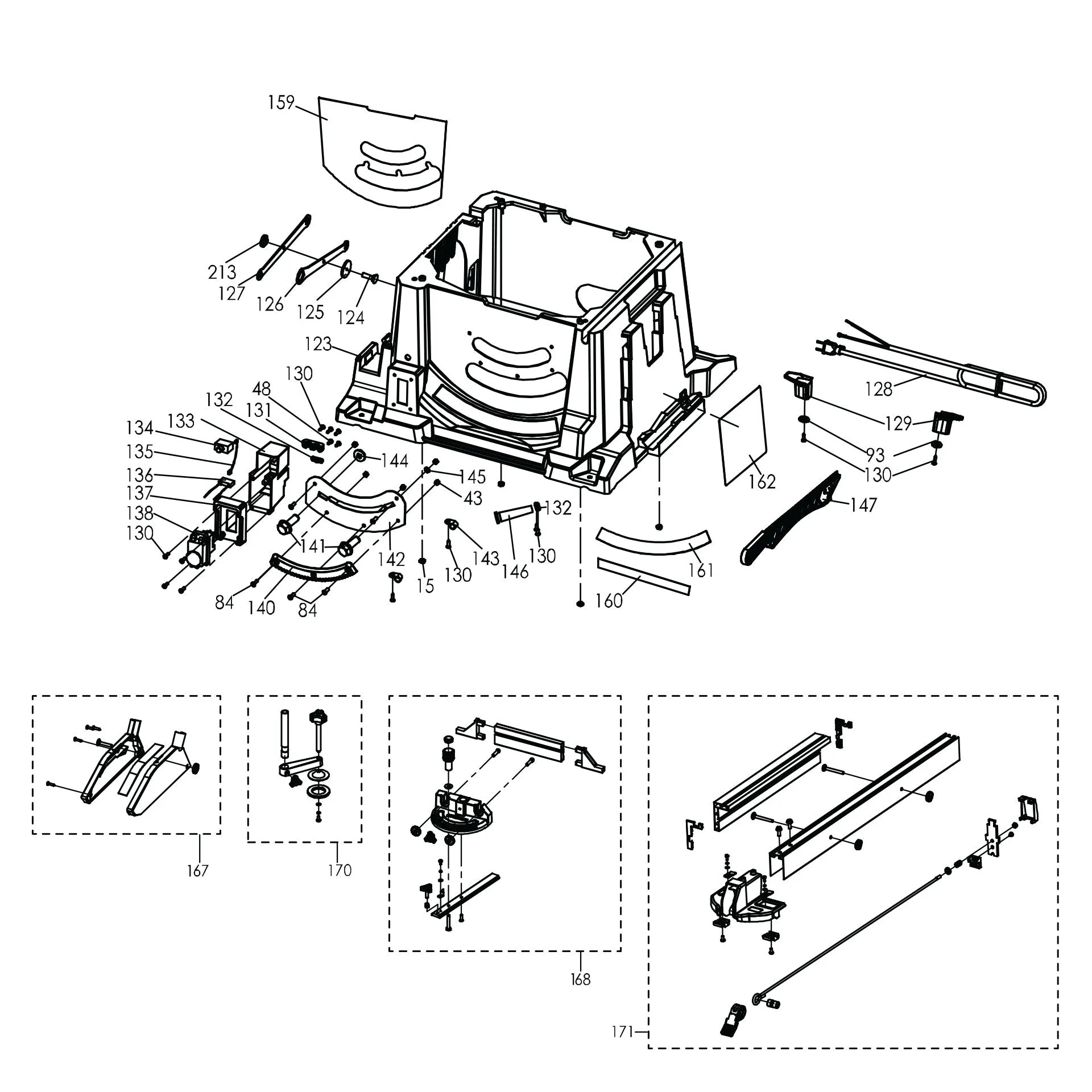 Evolution RAGE5-S Spare Parts (Legs, Motor Housing, Top Clamp, Blade Guard, Miter Gauge and Fence)