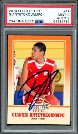 Giannis Antetokounmpo Autographed 2013 Fleer Retro Rookie Card #47 Milwaukee Bucks PSA 9 Auto Grade Mint 9 PSA/DNA #61196719