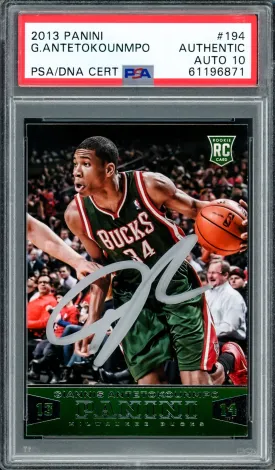 Giannis Antetokounmpo Autographed 2013 Panini Rookie Card #194 Milwaukee Bucks Auto Grade Gem Mint 10 PSA/DNA #61196871