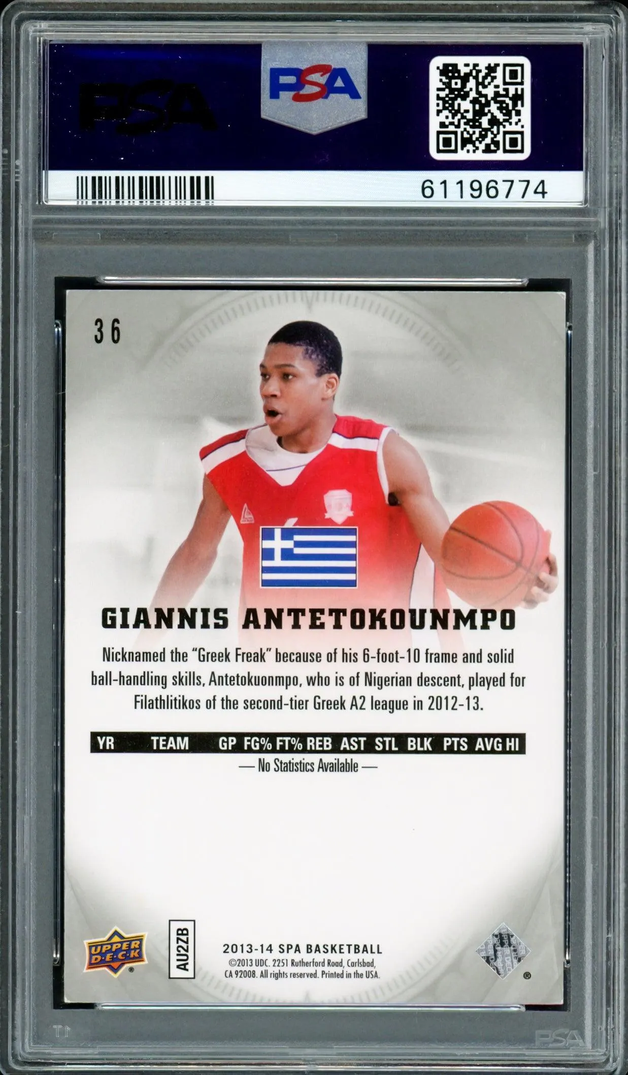 Giannis Antetokounmpo Autographed 2013 SP Authentic Rookie Card #36 Milwaukee Bucks Auto Grade Mint 9 PSA/DNA #61196774