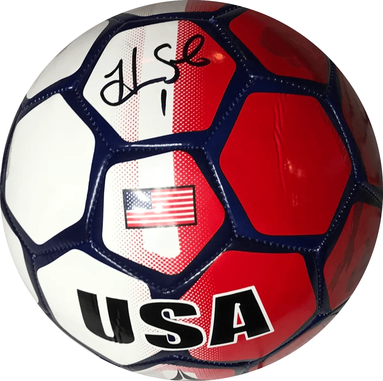 Hope Solo Autographed Full Size USA Soccer Ball Red/White/Blue (JSA)