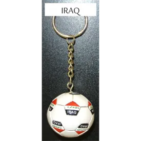 Iraq Soccer Ball Metal Key Chain