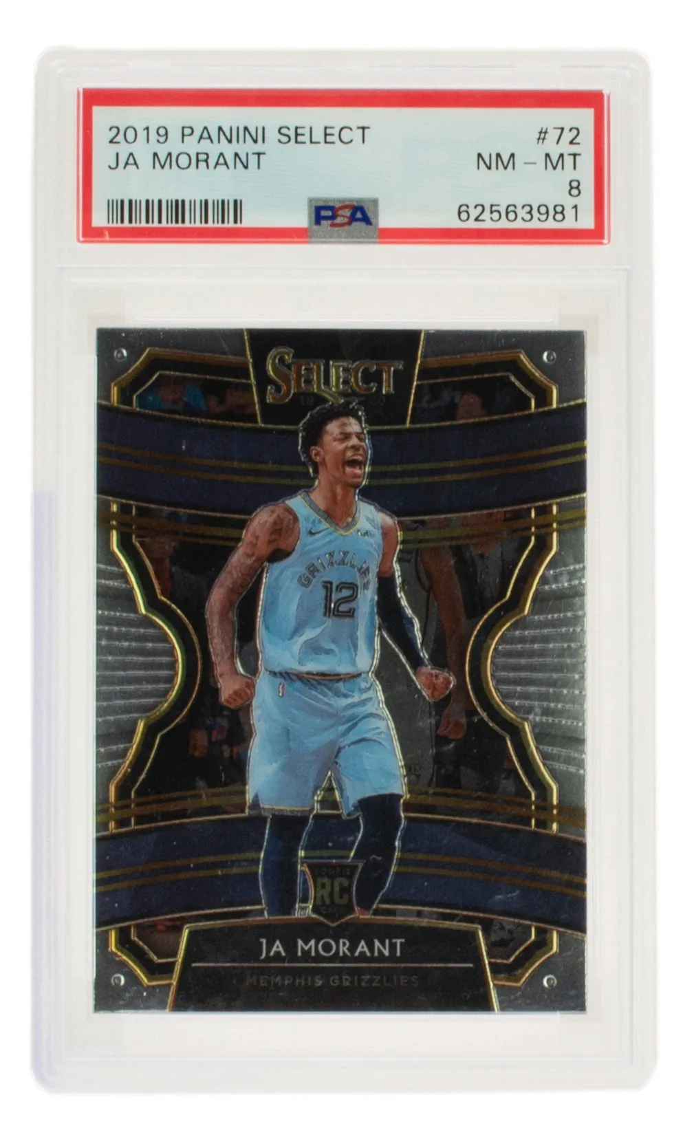 Ja Morant 2019 Panini Select #72 Grizzles Basketball Card BAS Near Mint Mint 8