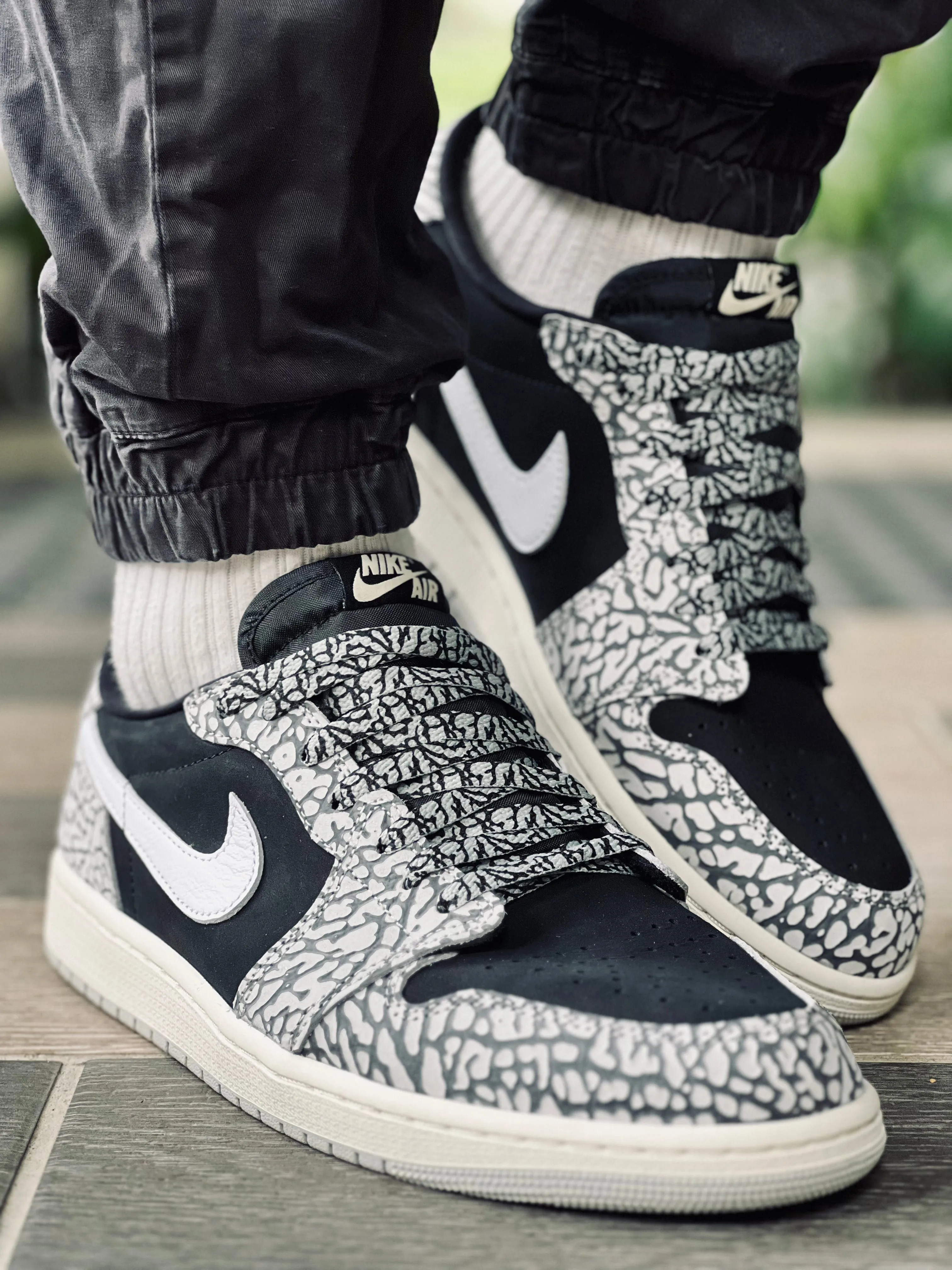 Jordan 1 Laces Flat Elephant - For Jordan 1 White Cement Laces