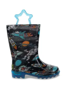 Kids Silly Space Lighted Rain Boot - Black