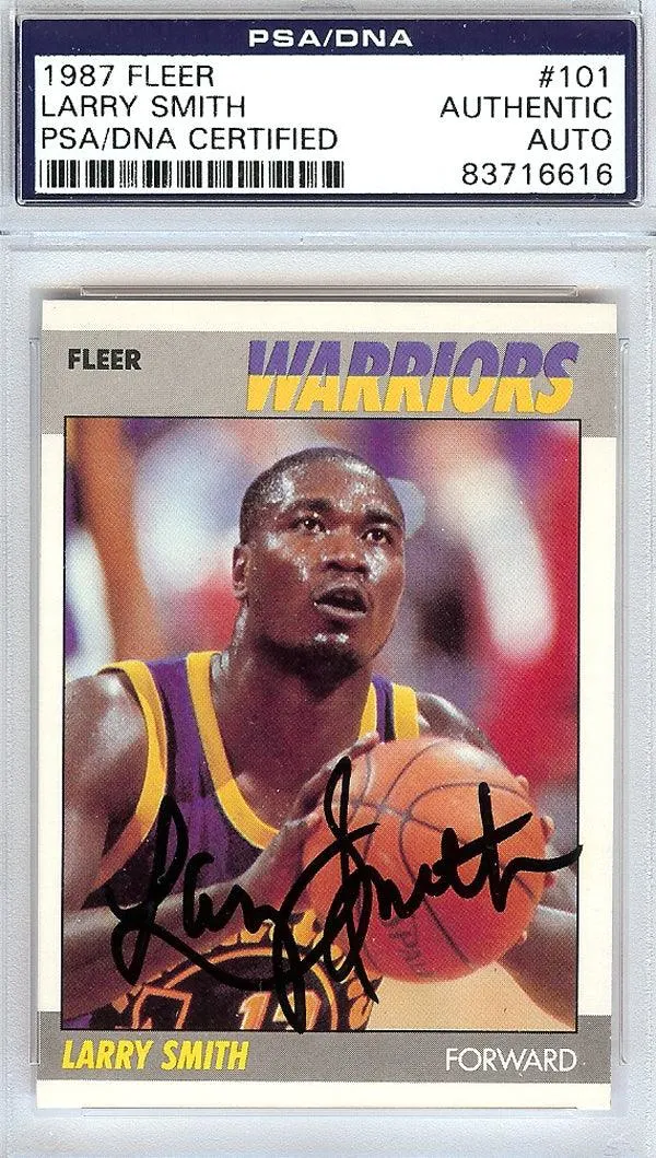 Larry Smith Autographed 1987 Fleer Card #101 Golden State Warriors PSA/DNA #83716616