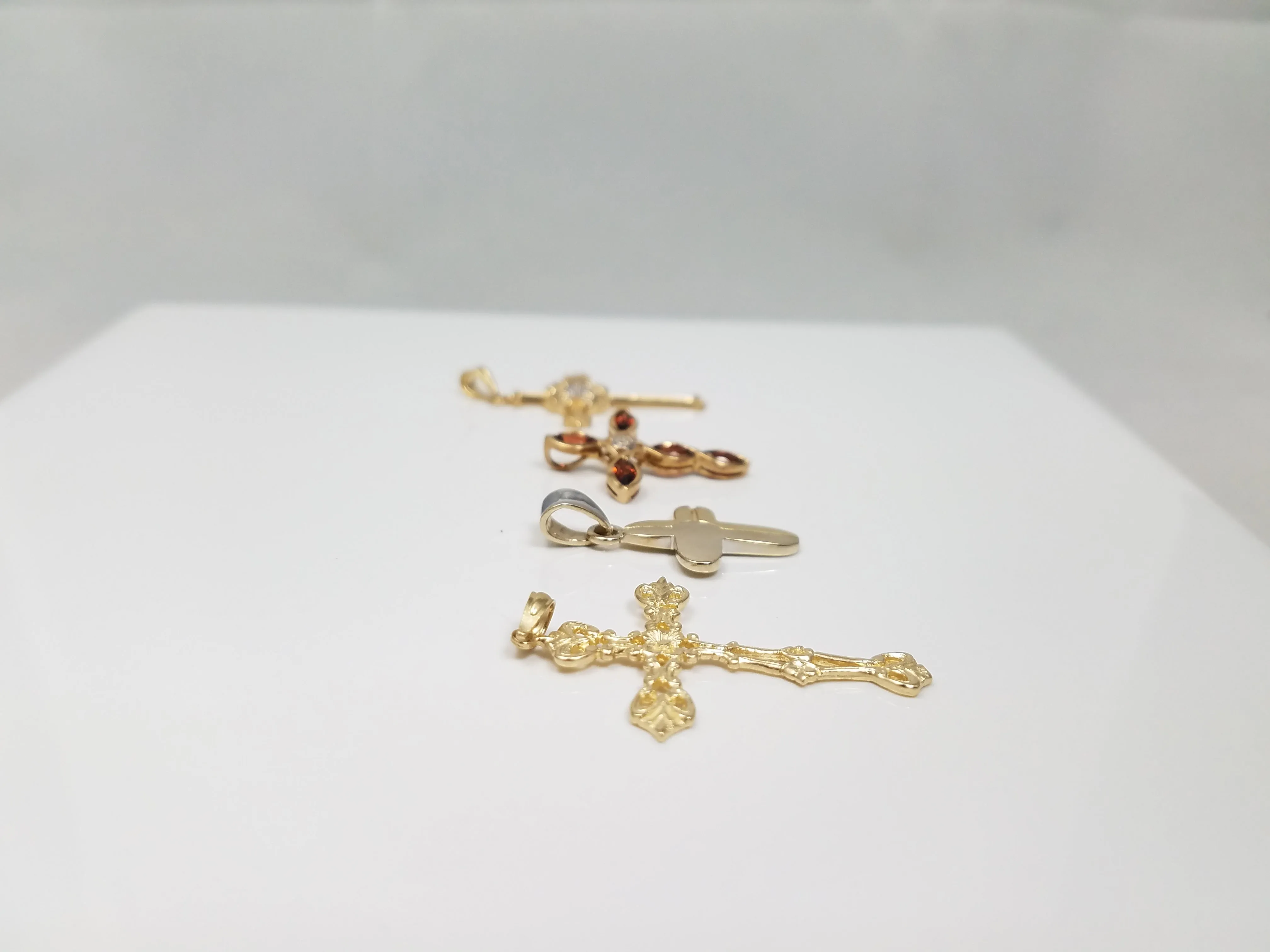 Lot of Four 14k Yellow Gold Cross Pendants