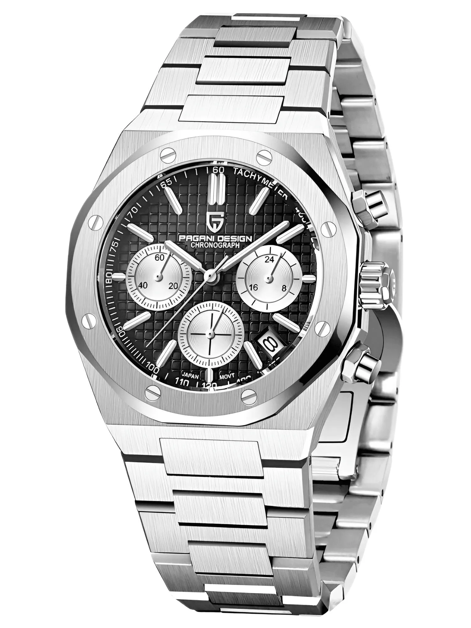 Men's Sapphire Dial Chronograph 200m Waterproof Sports Watch - Ode to Audemars Piguet's Royal Oak