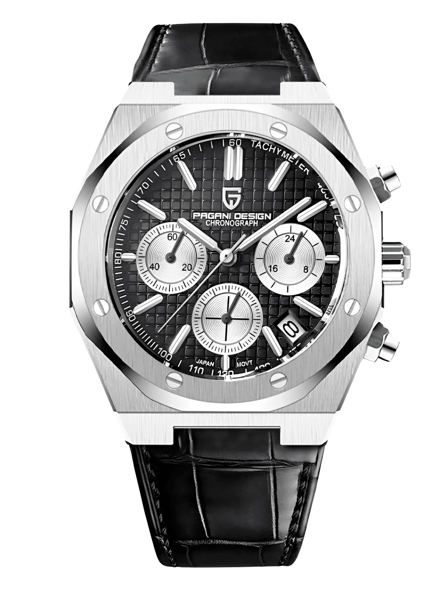 Men's Sapphire Dial Chronograph 200m Waterproof Sports Watch - Ode to Audemars Piguet's Royal Oak