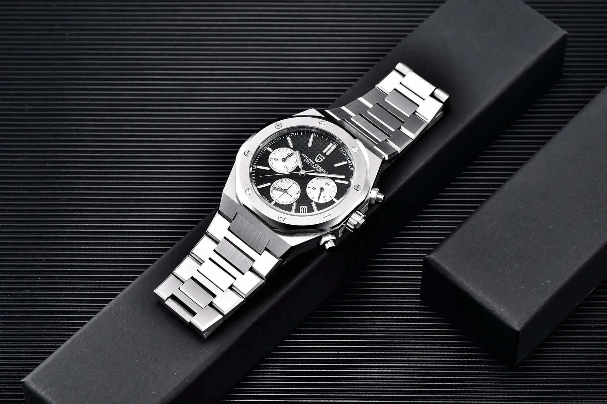 Men's Sapphire Dial Chronograph 200m Waterproof Sports Watch - Ode to Audemars Piguet's Royal Oak