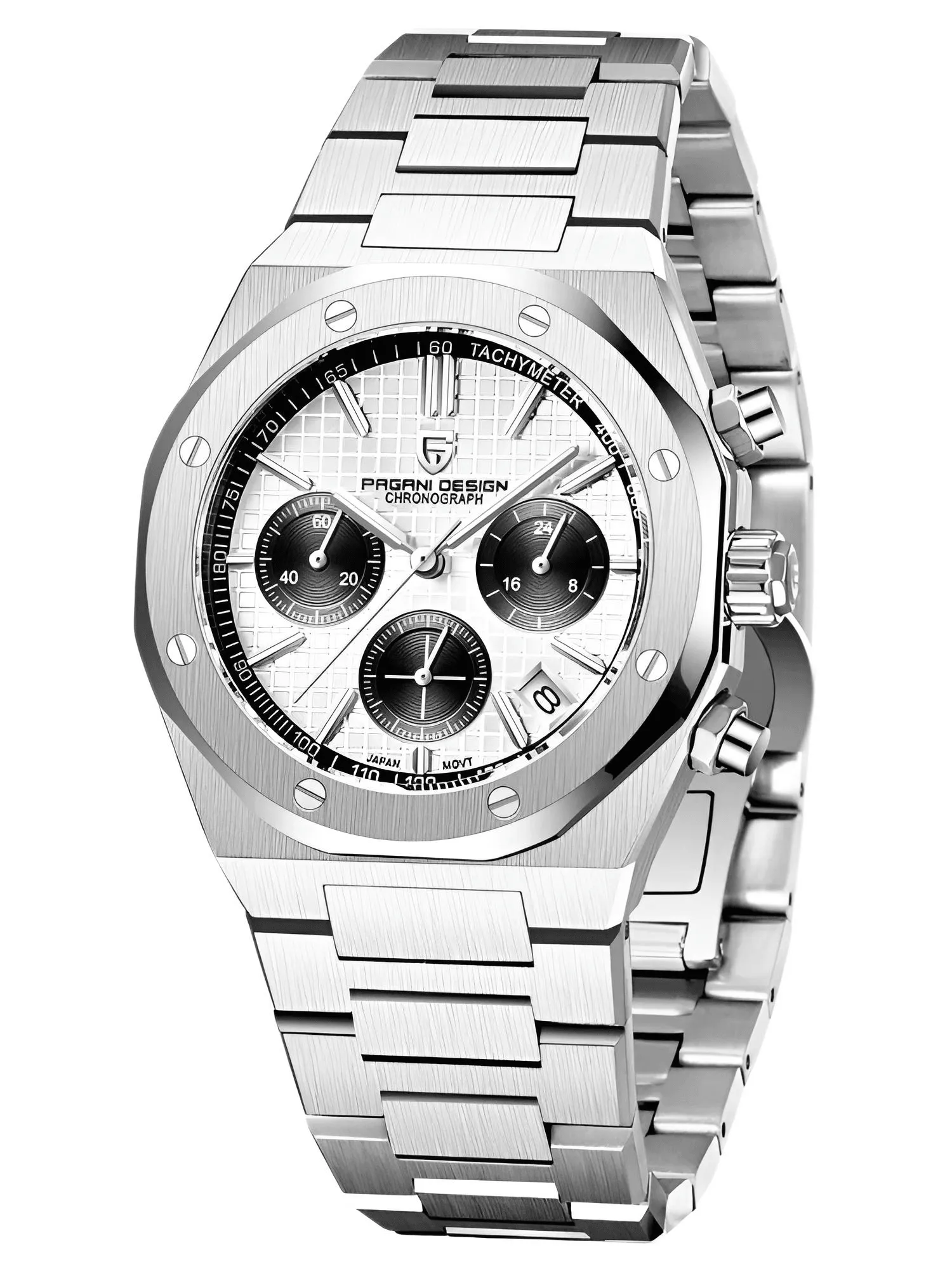 Men's Sapphire Dial Chronograph 200m Waterproof Sports Watch - Ode to Audemars Piguet's Royal Oak