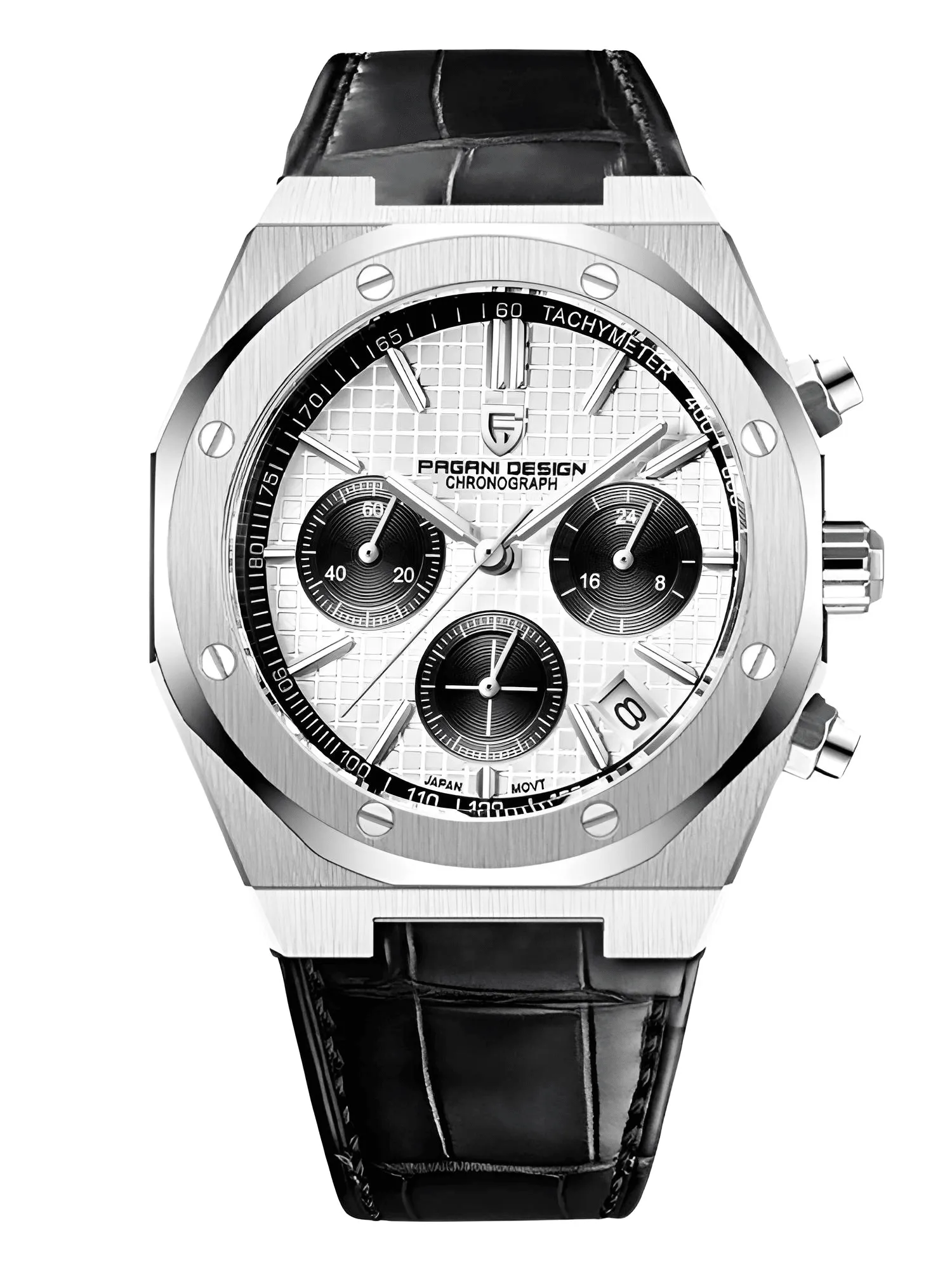 Men's Sapphire Dial Chronograph 200m Waterproof Sports Watch - Ode to Audemars Piguet's Royal Oak