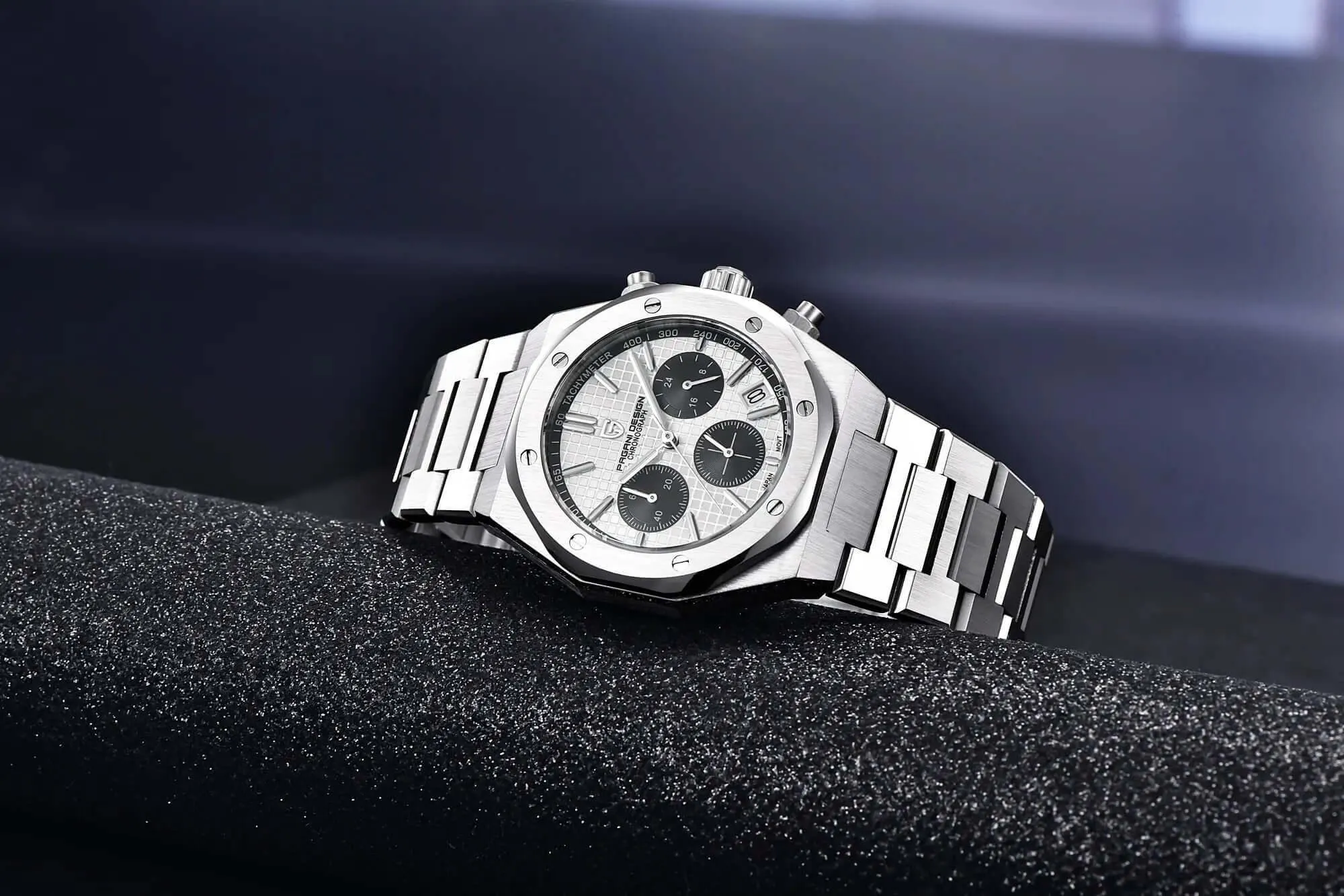 Men's Sapphire Dial Chronograph 200m Waterproof Sports Watch - Ode to Audemars Piguet's Royal Oak