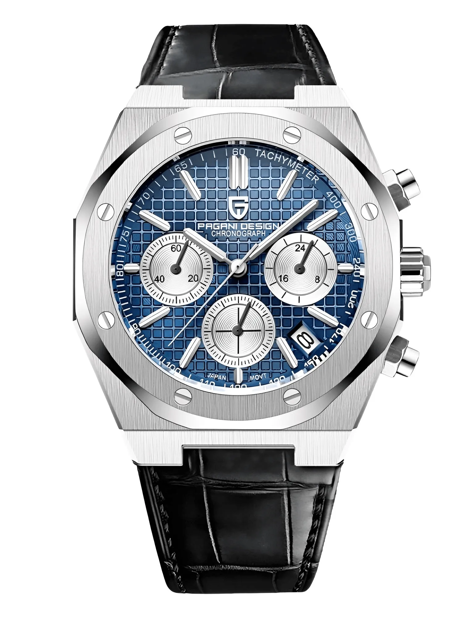 Men's Sapphire Dial Chronograph 200m Waterproof Sports Watch - Ode to Audemars Piguet's Royal Oak