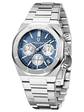 Men's Sapphire Dial Chronograph 200m Waterproof Sports Watch - Ode to Audemars Piguet's Royal Oak