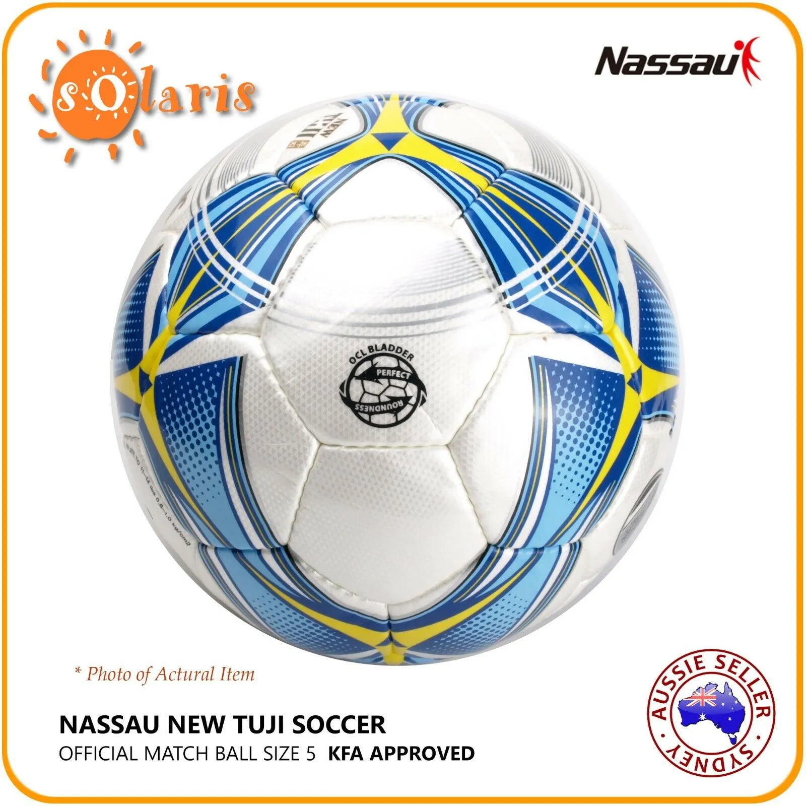 NASSAU NEW TUJI Soccer Ball Size5 KFA Approved Football Official Match Game Ball