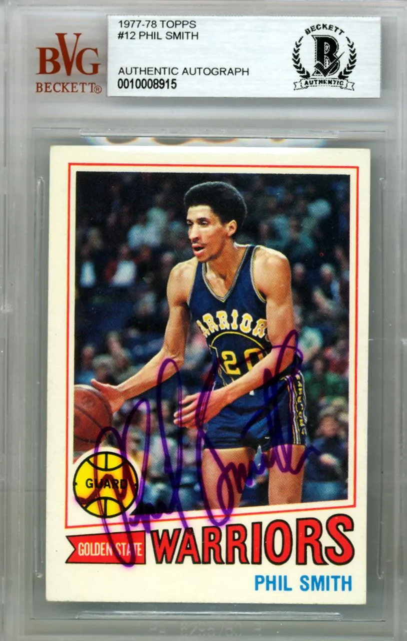 Phil Smith Autographed 1977 Topps Card #12 Golden State Warriors Beckett BAS #10008915