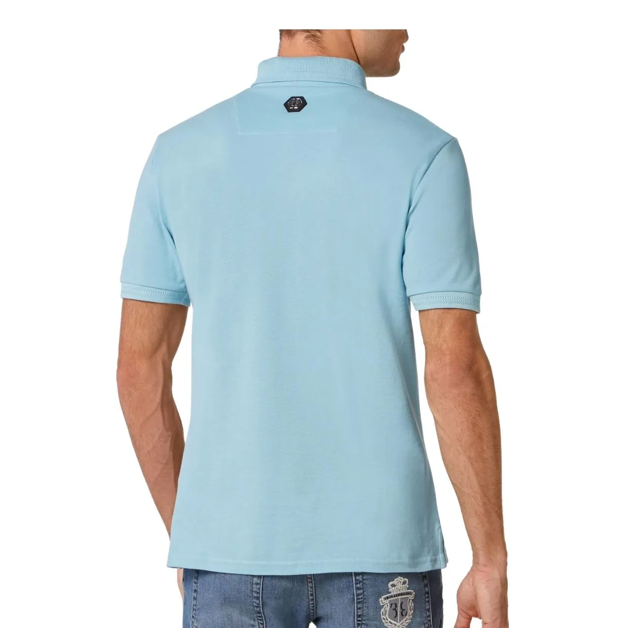 Philipp Plein Sky Blue SS Gothic Plein Polo Shirt