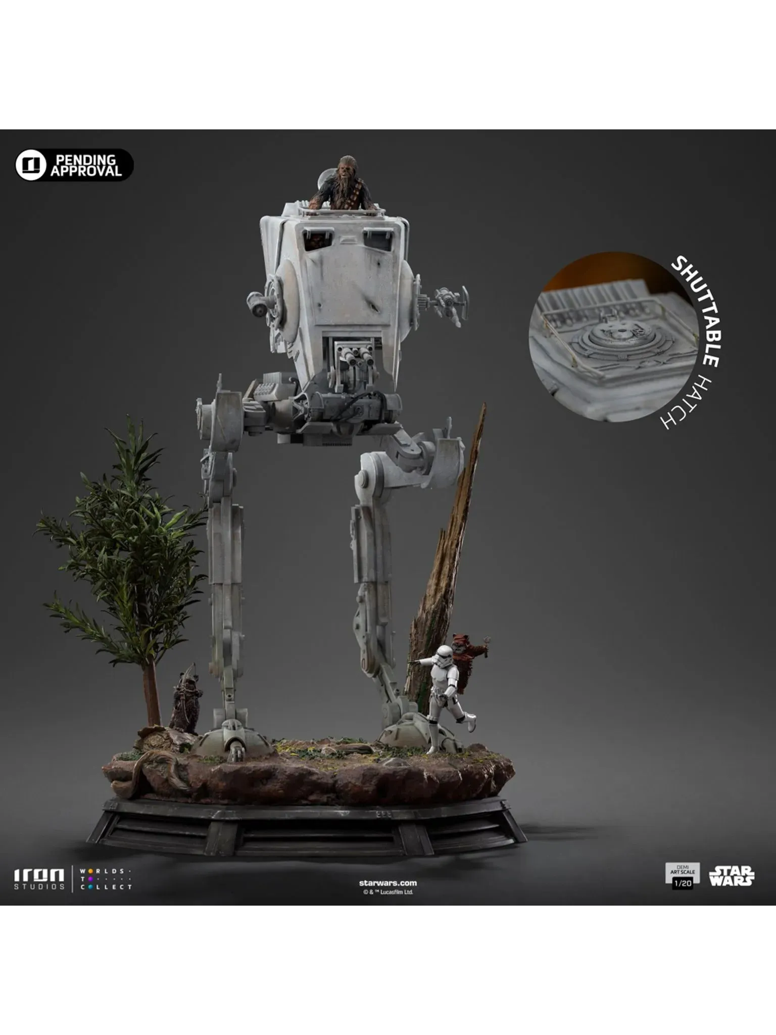 PRE-ORDER: Iron Studios Star Wars Return of the Jedi: AT-ST and Chewbacca 1/20 Demi Art Scale Statue