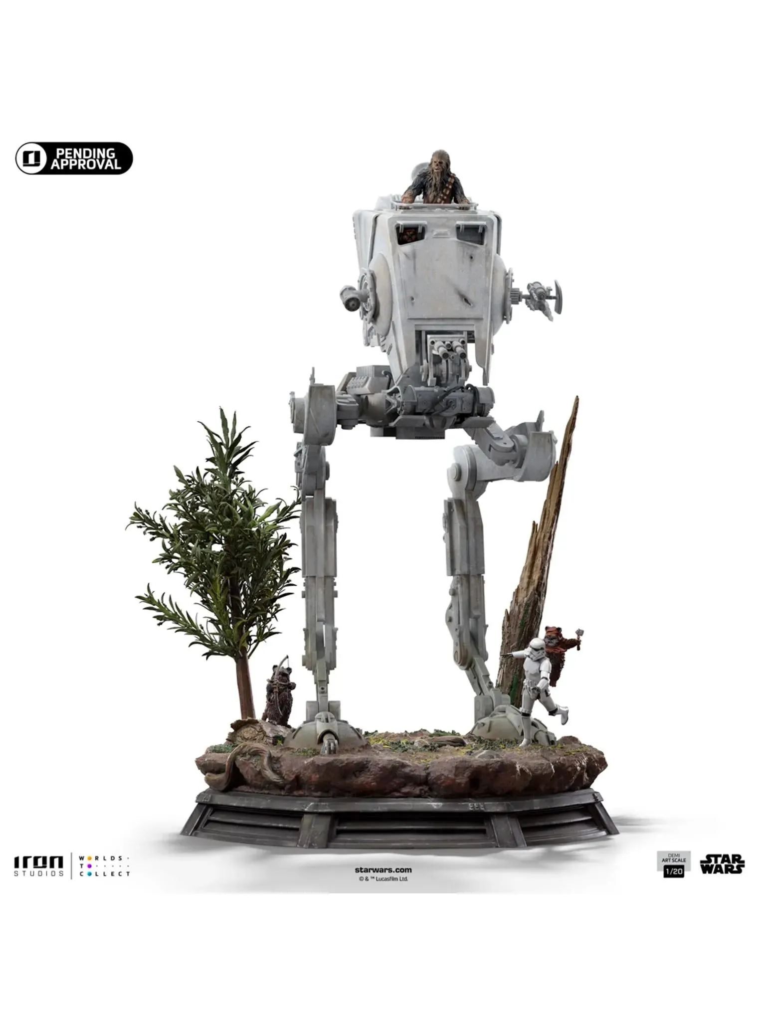 PRE-ORDER: Iron Studios Star Wars Return of the Jedi: AT-ST and Chewbacca 1/20 Demi Art Scale Statue