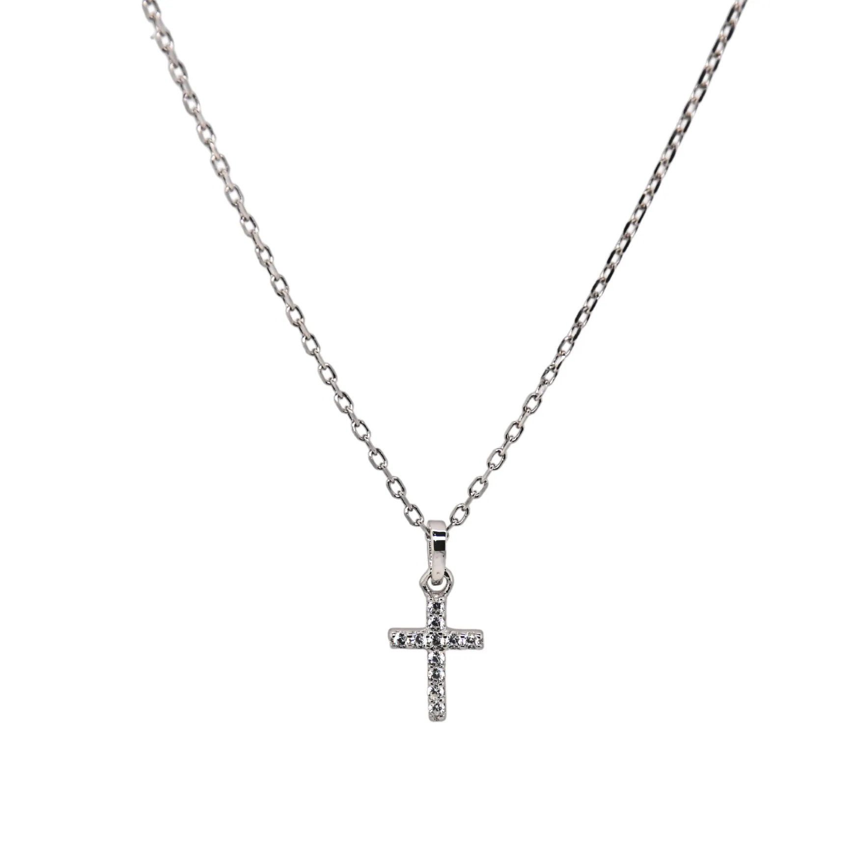 "CATHERINE" Small Pave Cross CZ Necklace