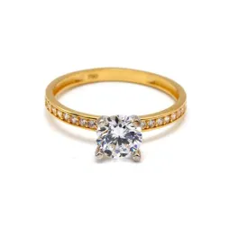 Real Gold 2 Color Luxury Solitaire Stone Ring 0233-Y (Size 10) R2470