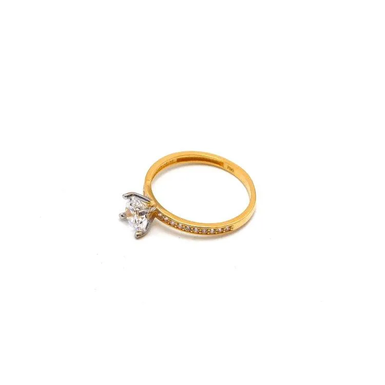 Real Gold 2 Color Luxury Solitaire Stone Ring 0233-Y (Size 10) R2470