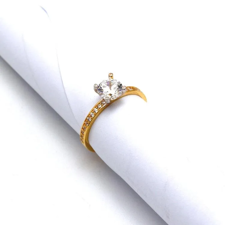 Real Gold 2 Color Luxury Solitaire Stone Ring 0233-Y (Size 10) R2470