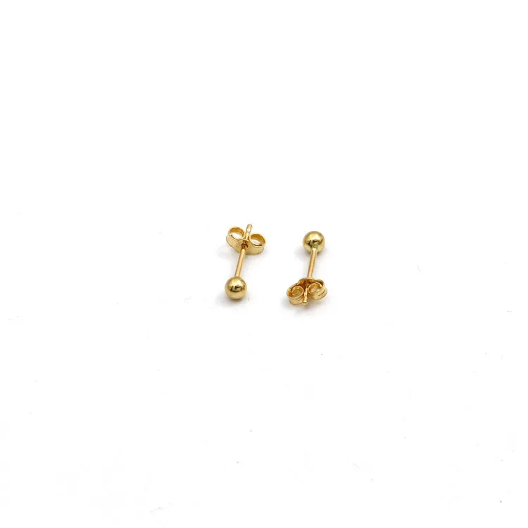 Real Gold 3 MM Ball Stud Earring Set 0003 E1904