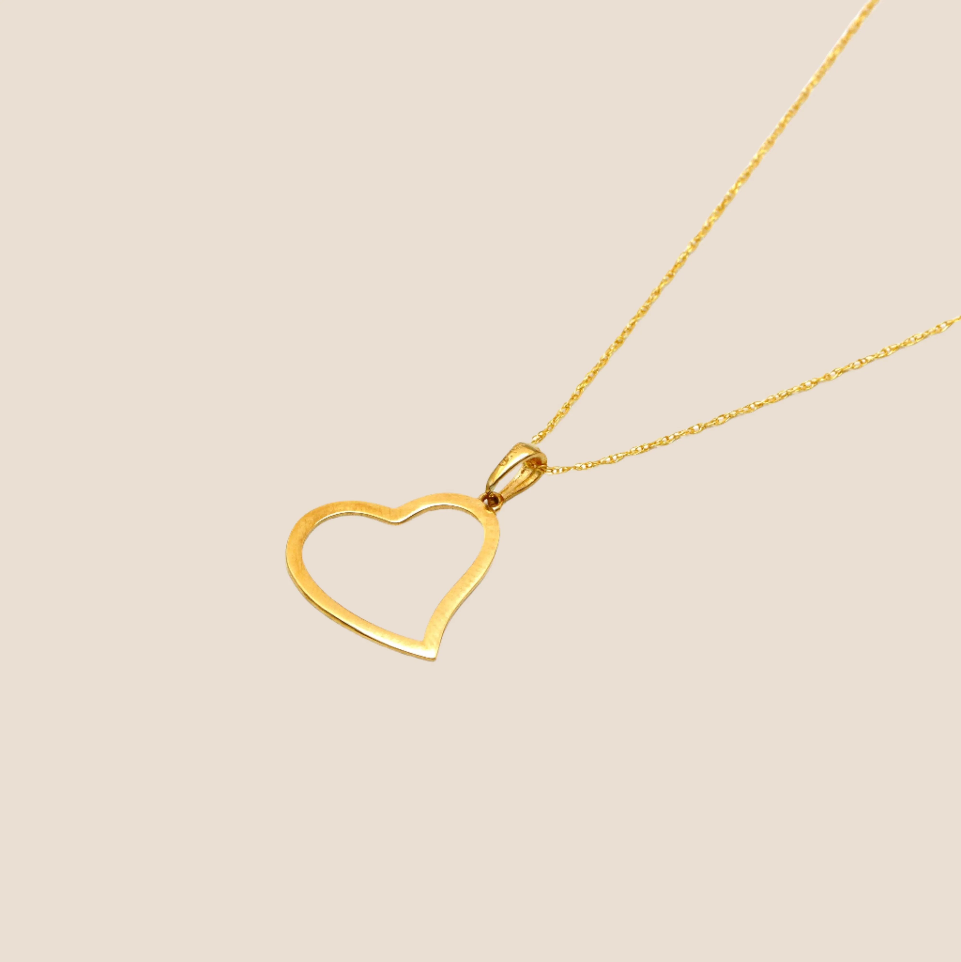 Real Gold Flat Heart Design Necklace 0224 CWP 1940