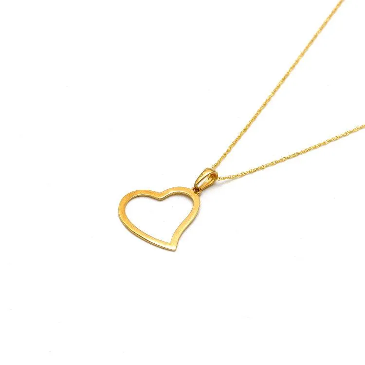 Real Gold Flat Heart Design Necklace 0224 CWP 1940