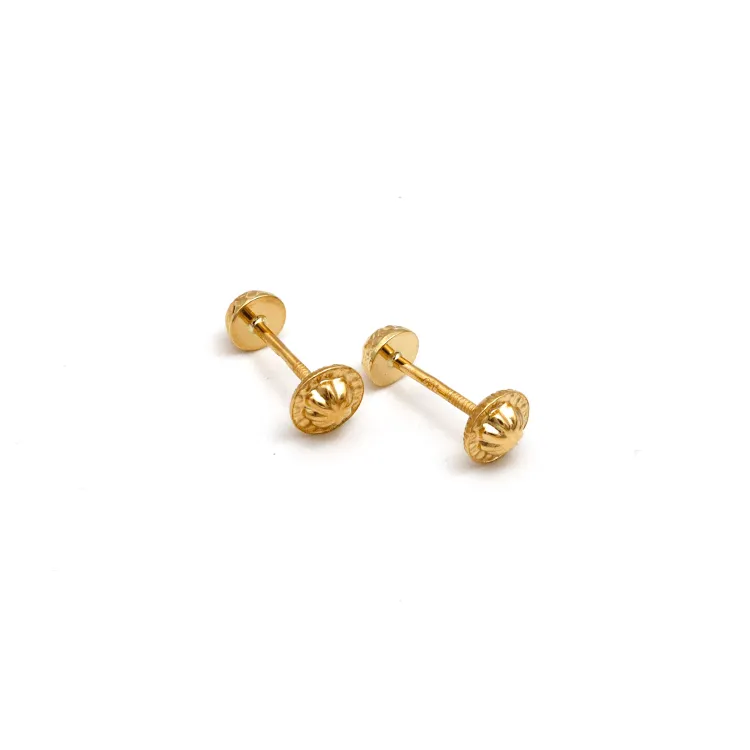 Real Gold Glittering Doom Round Ball 4 MM Screw Earring Set 0004 K1236