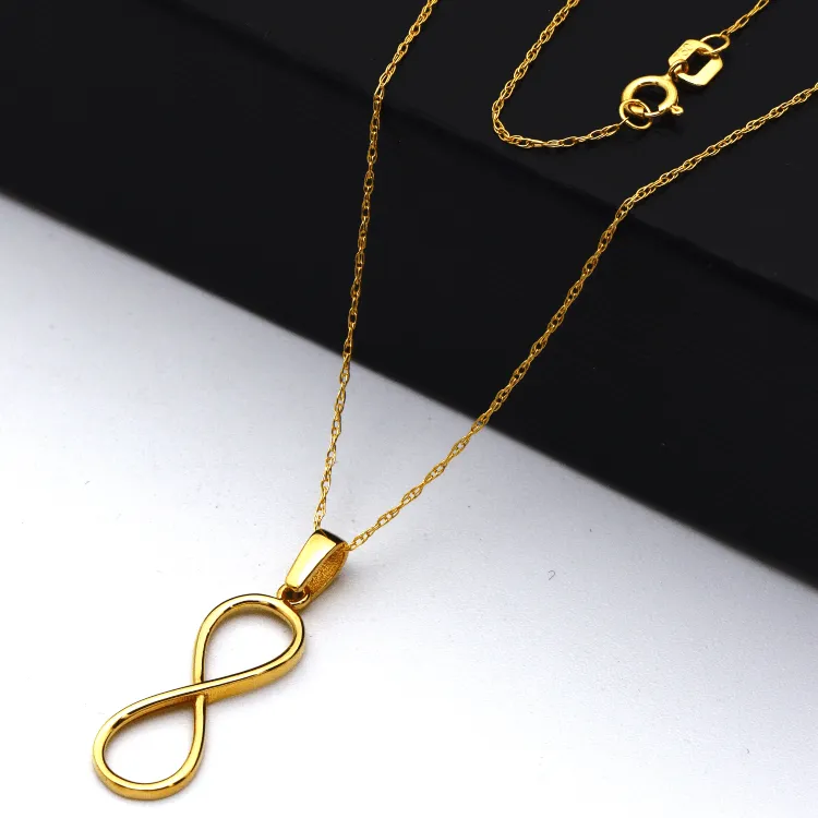 Real Gold Plain Infinity Necklace 0166 CWP 1766