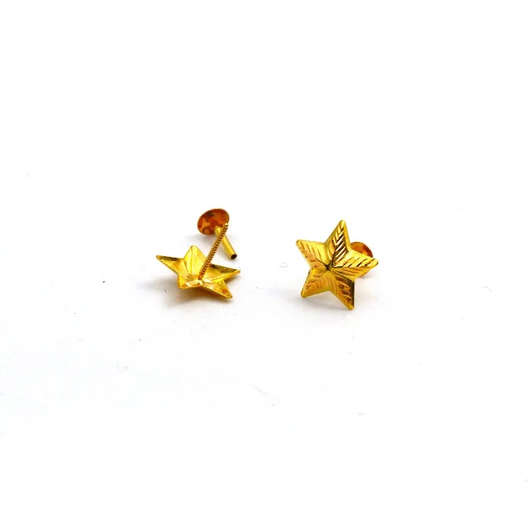 Real Gold Star Studs with Long Screw Tops Perfect for Ear and Nose Piercings E1887