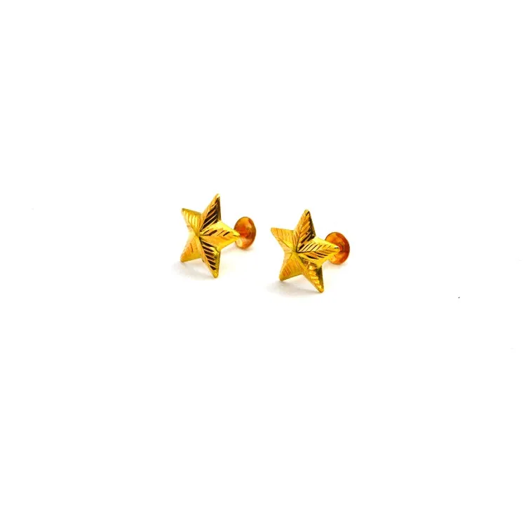 Real Gold Star Studs with Long Screw Tops Perfect for Ear and Nose Piercings E1887