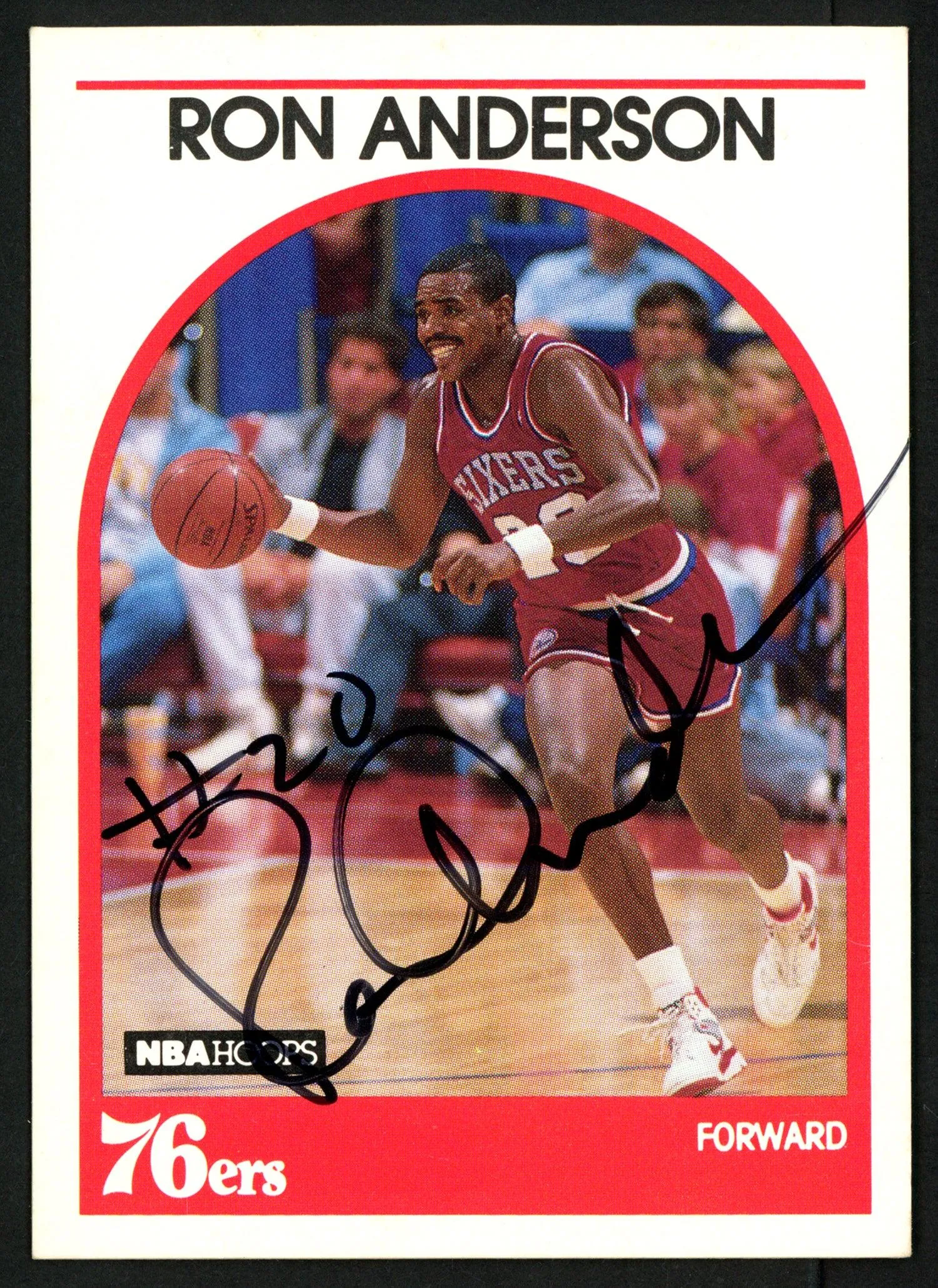 Ron Anderson Autographed 1989-90 Hoops Card #32 Philadelphia 76ers SKU #149758