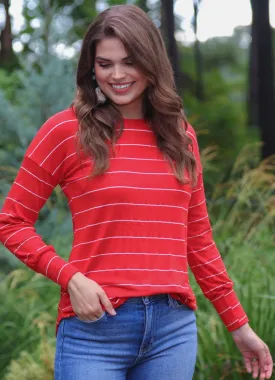 Sarah Striped Top in Red by Jess Lea