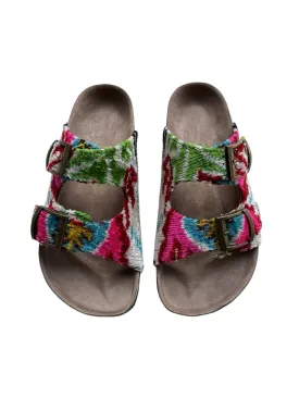 Silk Velvet Ikat Buckled Sandal