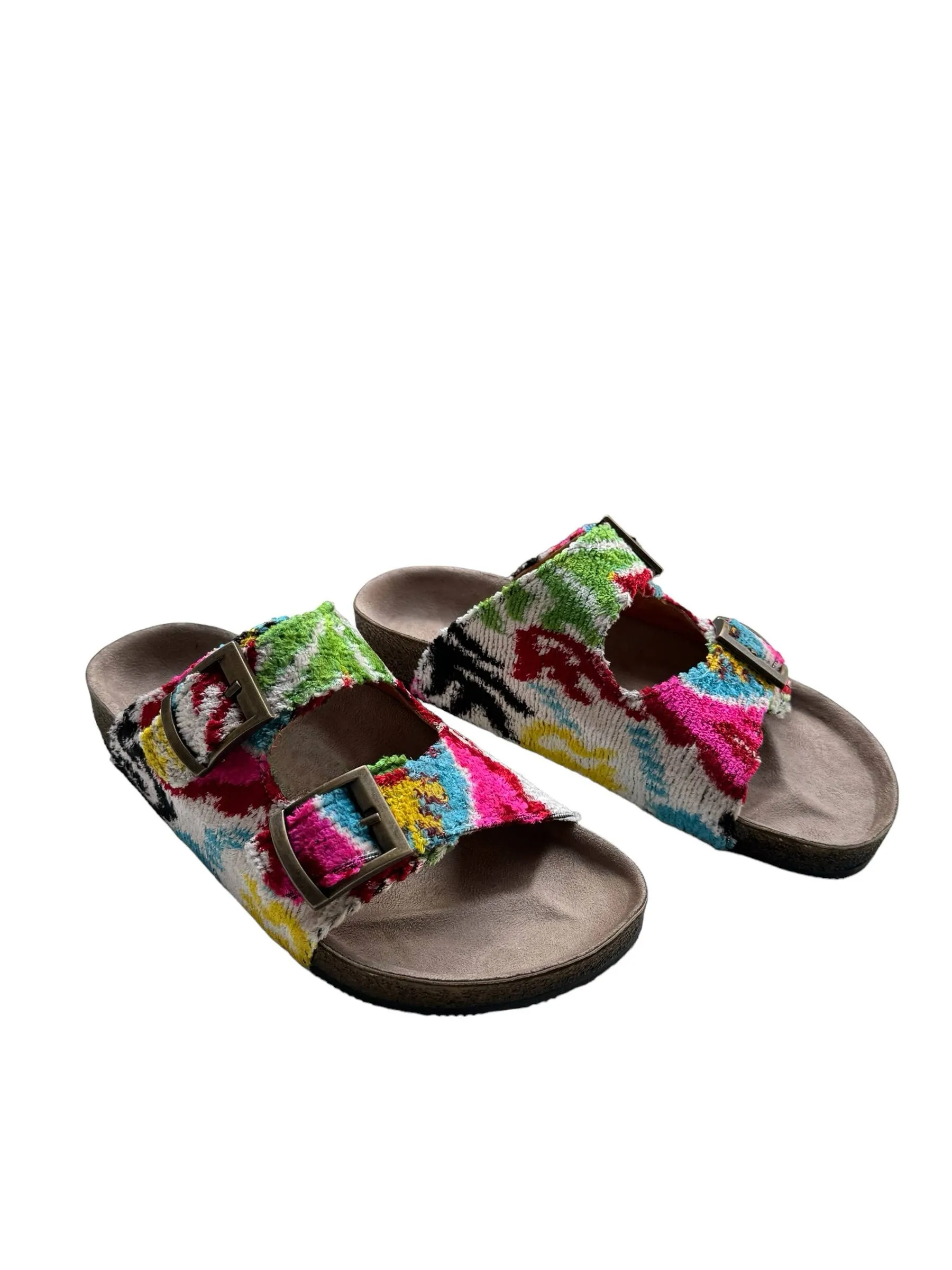 Silk Velvet Ikat Buckled Sandal