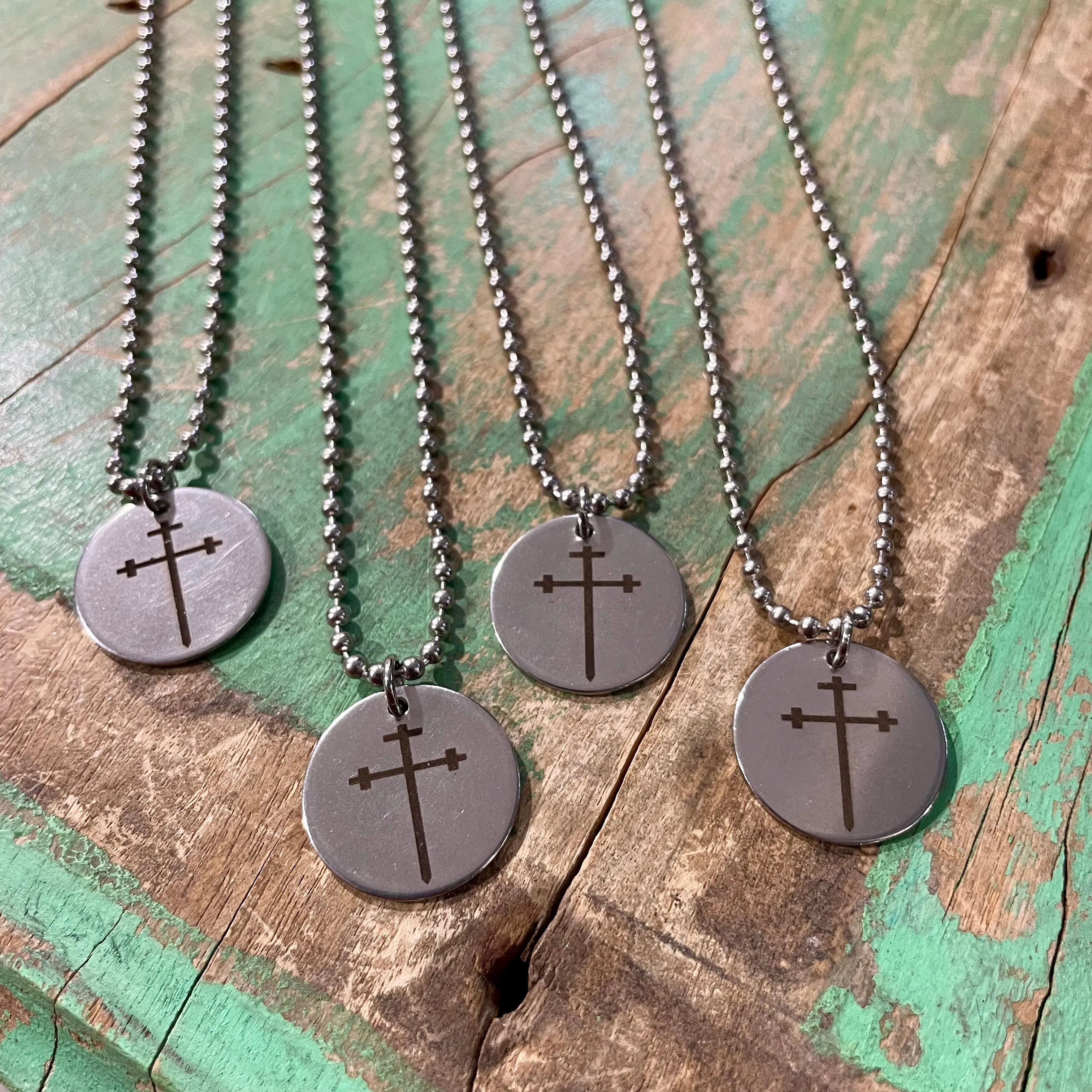 Stainless Steel Warrior Cross Ball Chain