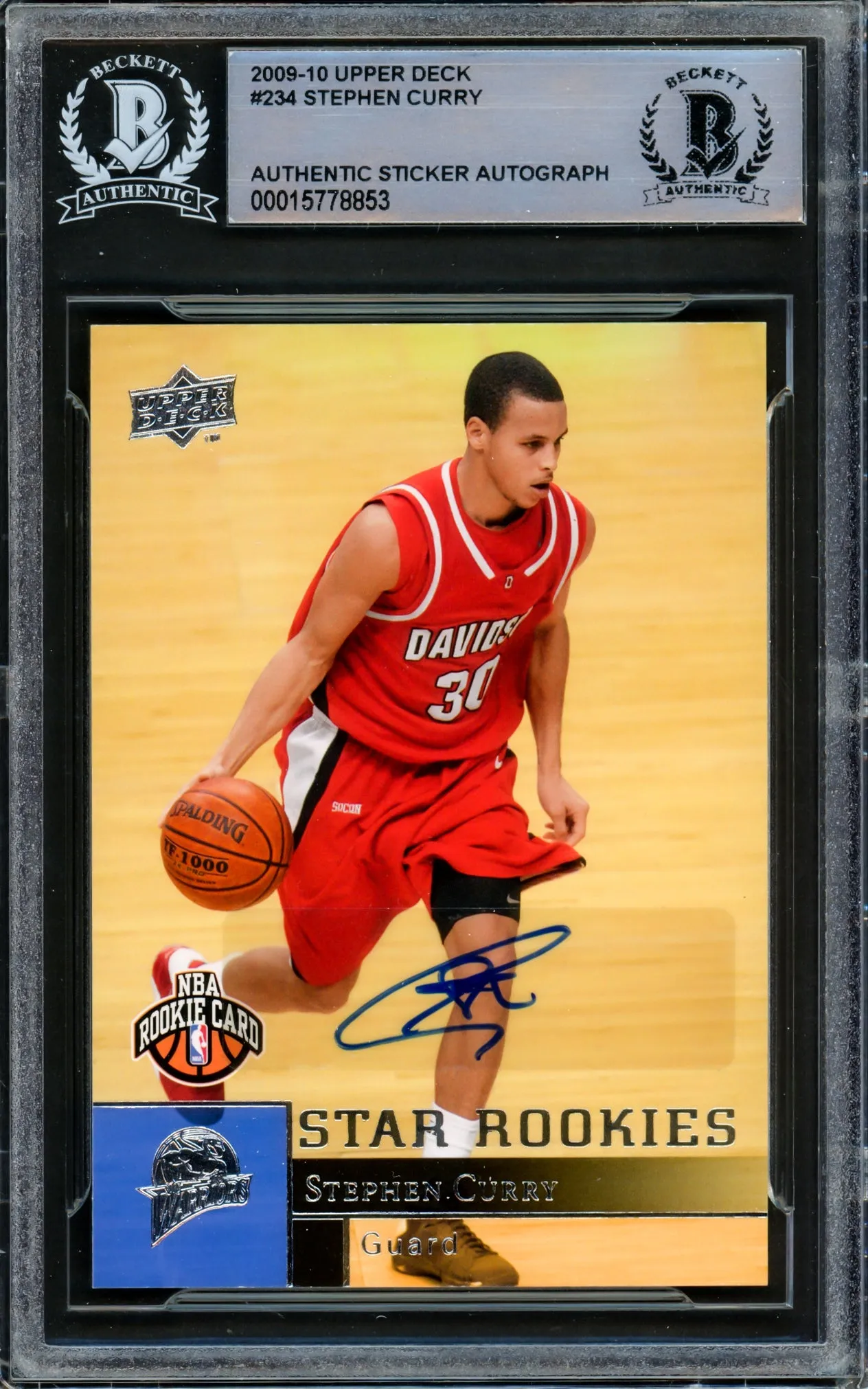 Stephen Curry Autographed 2009-10 Upper Deck Rookie Card #234 Golden State Warriors Beckett BAS #15778853