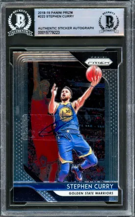 Stephen Curry Autographed 2018-19 Panini Prizm Card #222 Golden State Warriors Beckett BAS #15779223